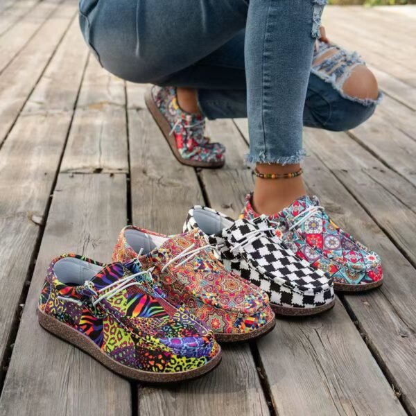 Graffiti Lace-up Low-top 2025 Autumn New Colorful Block Platform Casual Shoes
