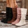 New autumn/winter mid-calf side zipper flat suede western style women's boots