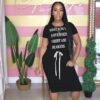 Fashion women's clothing, letter belt drawstring slit dress