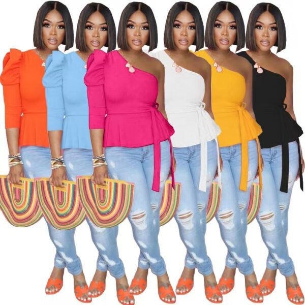 Off-shoulder puff sleeves sexy cute top