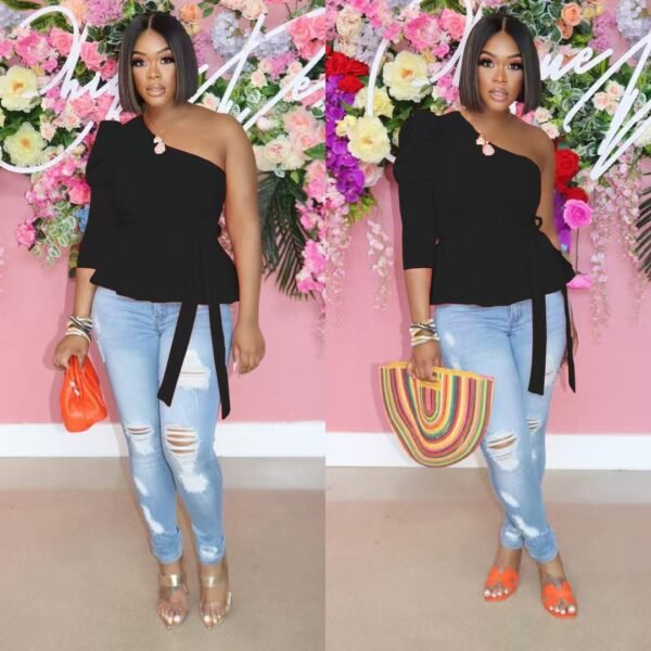 Off-shoulder puff sleeves sexy cute top