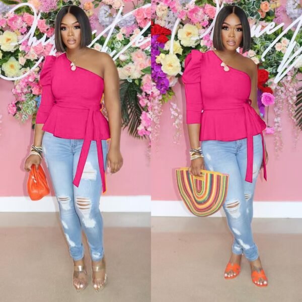 Off-shoulder puff sleeves sexy cute top