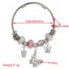 2025 New Stainless Steel Women's Bangle Beaded Bear Heart Pendant Adjustable Bracelet