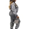 European and American style sexy high-elastic multi-pocket washed denim casual suit
